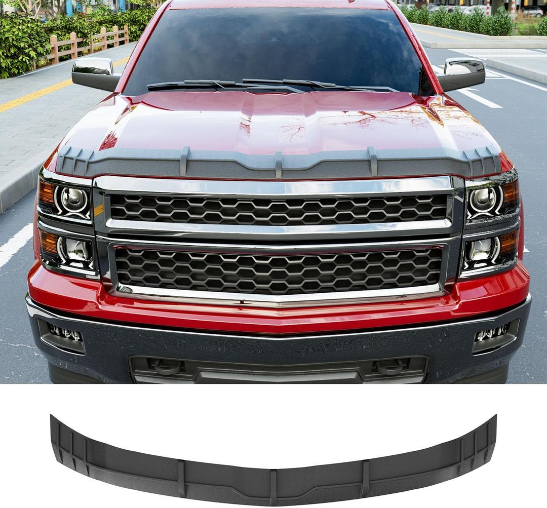 Powoq Hood Protector Compatible with 2014 2015 Chevy Silverado 1500 Hood Shield Deflector TPE Replacement for 2014 2015 Chevy Silverado 1500 Accessories