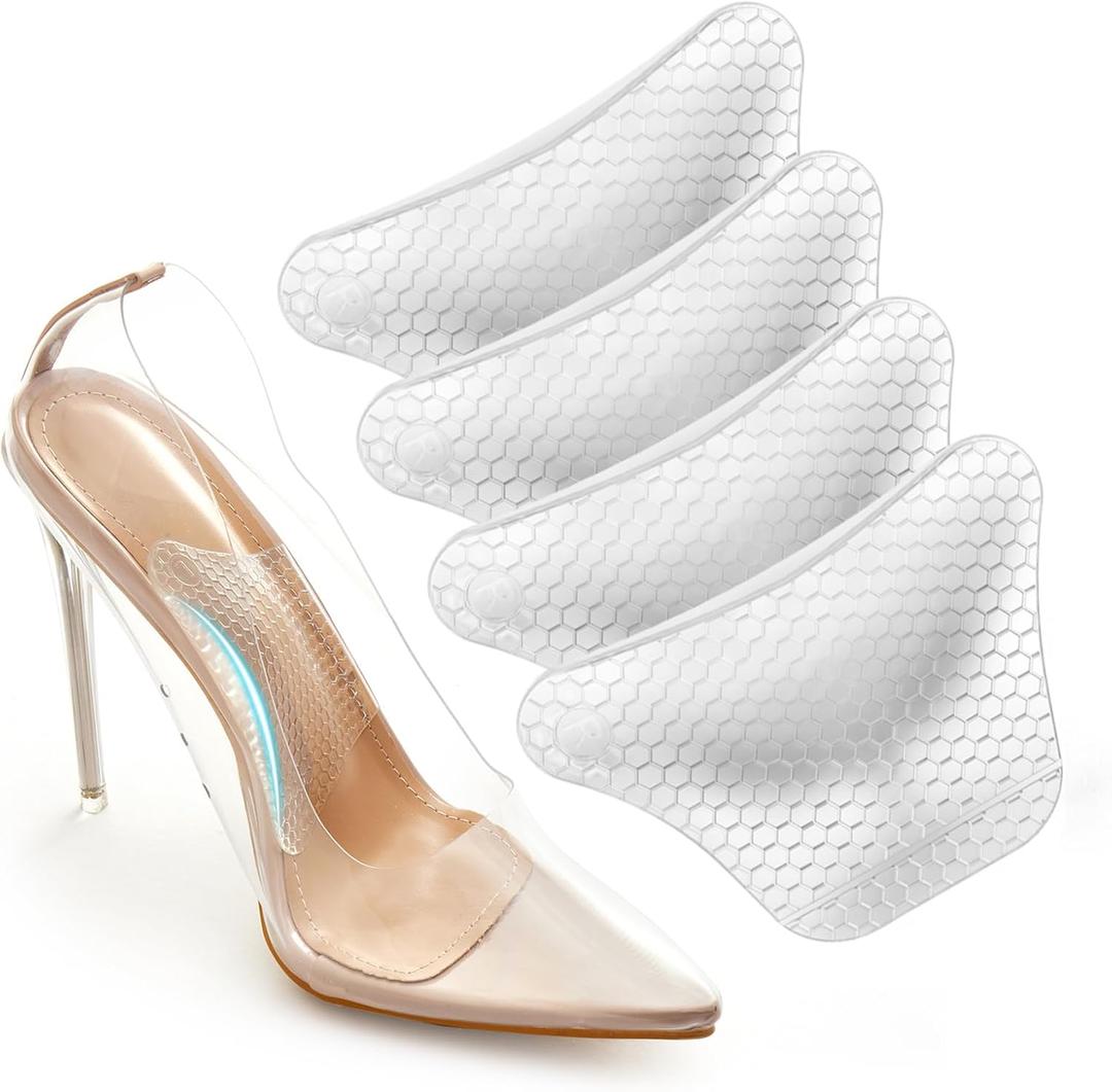 Plantar Fasciitis Relief Arch Support Insert Soft Gel Arch Pad Adhesive Orthotic Shoe Insole for Flat Feet & High Arch Support Cushions for Flats Sandals Trim to Fit - 2 Pairs (Med Arch-1CM/0.4", Clear)