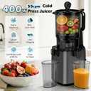 Juicer Machines with 5.8" Large Chute, 2-in-1 Cold Press Juicer for Whole Vegetables and Fruits 400W, Masticating juicer Easy to Clean Juice Extractor Machine for Making Nut Mike, Juice, Premium Gray