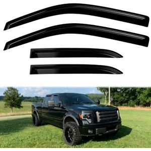 Rain Guards for 2009-2013 Ford F-150 Window Visors 2010 2011 2012 F150 Pickup Sun Wind Noise Vent Deflector