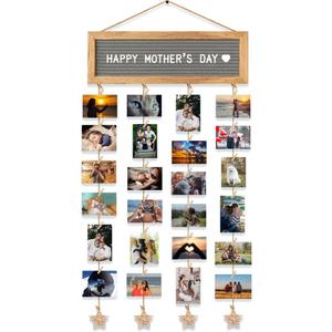 CJIAWYS Picture Frames Collage Wall Decor Hanging Photo Display Frame Felt Letter Board with 340 Letters and 30 Clips, Unique DIY Collage Picture Frames for Dorm Room Decor, Christmas Birthday Party