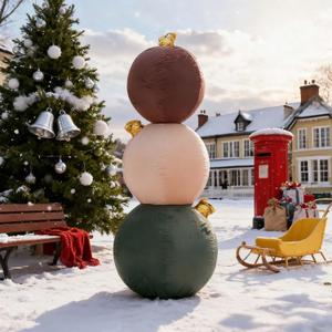 Giant Inflatable Christmas Velvet Ball, 5FT 3-in-1 Inflatable Christmas Ornament, Giant Indoor Outdoor Inflatable Balls Decor Xmas New Year Lawn Garden Yard Thanksgiving Day Party (Vertical)