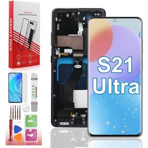 OLED for Samsung Galaxy S21 Ultra 5G Screen Replacement with Frame for Samsung S21 Ultra Screen Replacement SM-G998U G998A G988W LCD Touch Display digitizer with Tools Black (US Version)