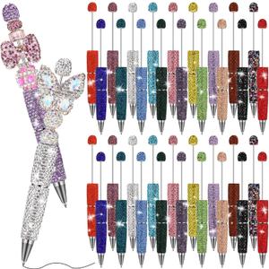 Tondiamo 36 Pcs Full Rhinestone Beadable Pens Glitter Fancy Pens for Beads Trendy Stuff Women Diamond Cute Journalling Ballpoint Fun Bling Ballpoint Pen for DIY Craft Making Birthday Favor