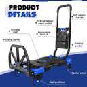 Folding Hand Truck, 2 in 1 Portable Heavy Duty Carrying Moving Dolly Cart with 4 Foldable Wheels and Retractable Handle Duty 330lbs (Blue)