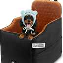 Dog Car Seat for Small Dogs, Dachshund Car Seat Booster Bed for Small Breeds Non-Slip Base, Adjustable Straps, Washable Cover (Small Size Black)