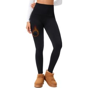 Hi Clasmix Fleece Lined Leggings Women - Seamless Thermal Winter High Waisted Tummy Control Thick Warm Yoga Pants (Small-Medium, 01-black)