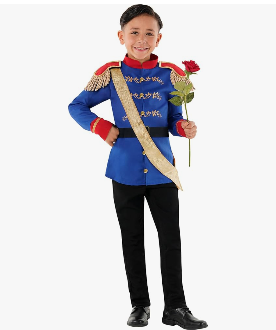 Morph Prince Costume For Boys, Prince Charming Character Outfit, Royal Dress Up for Kids Hallloween Costume S