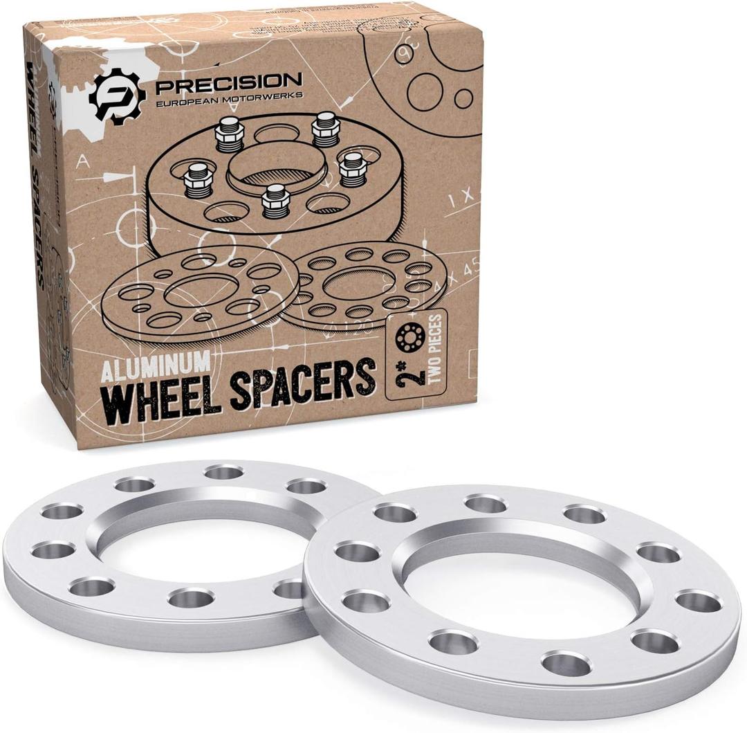 2pcs 1/2 inch (12mm) - Univeral 5x4.5 and 5x4.75 Flat Wheel Spacers - Compatible with Buick Cadillac Chevy Chevrolet (See Description for Exact Year Models) - 5x114.3 5x120.7 5x120.65 Adapters, 1/2 inch Thickness