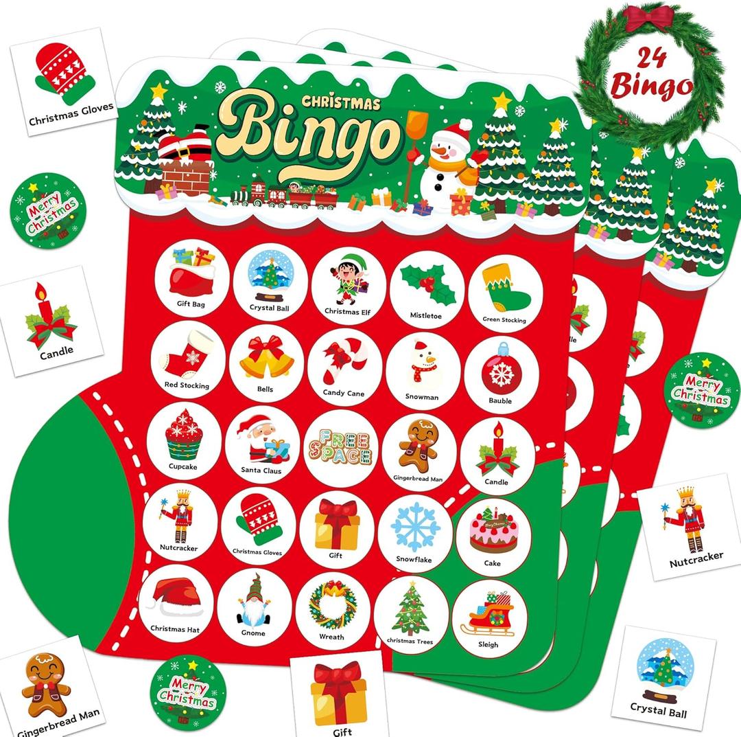 Socks Christmas Bingo Games, Christmas Bingo for Kids, Christmas Games for Families Classroom, Christmas Crafts for Kids Xmas Cards Party Supplies Christmas Activities