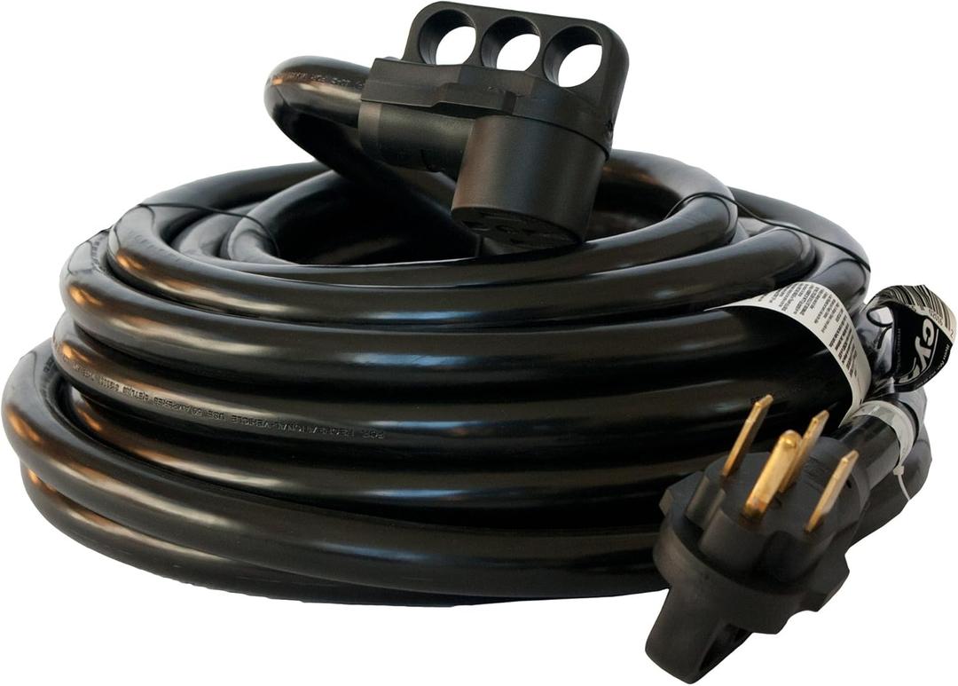 50 Amp Cynder 02016 RV Camper Electrical Extension Cord 50' ft with Handle (50 Feet, Black)