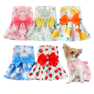 5 Pieces Dog Clothes Girl Dog Dresses Floral Puppy Dresses Pet Cat Princess Bowknot Clothes Cute Puppy Summer Outfits for Yorkie Female Cat Pets, 5 Styles XS