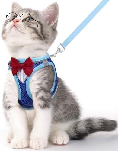 NCMAMA Cat Vest Harness and Leash Set for Walking Escape Proof, Adjustable Kitten Harness Breathable Mesh with Reflective Strips Harness for Kitty Puppy Bunny (Blue, XS)