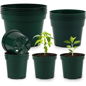 15 Pack 4/6/8 Inch Plant Nursery Pots, Thickened Plastic Pots for Plants with Drainage Holes, Sturdy Seedling Pots, Seed Starting Pot, Flower Pots for Indoor Outdoor Plants, Green