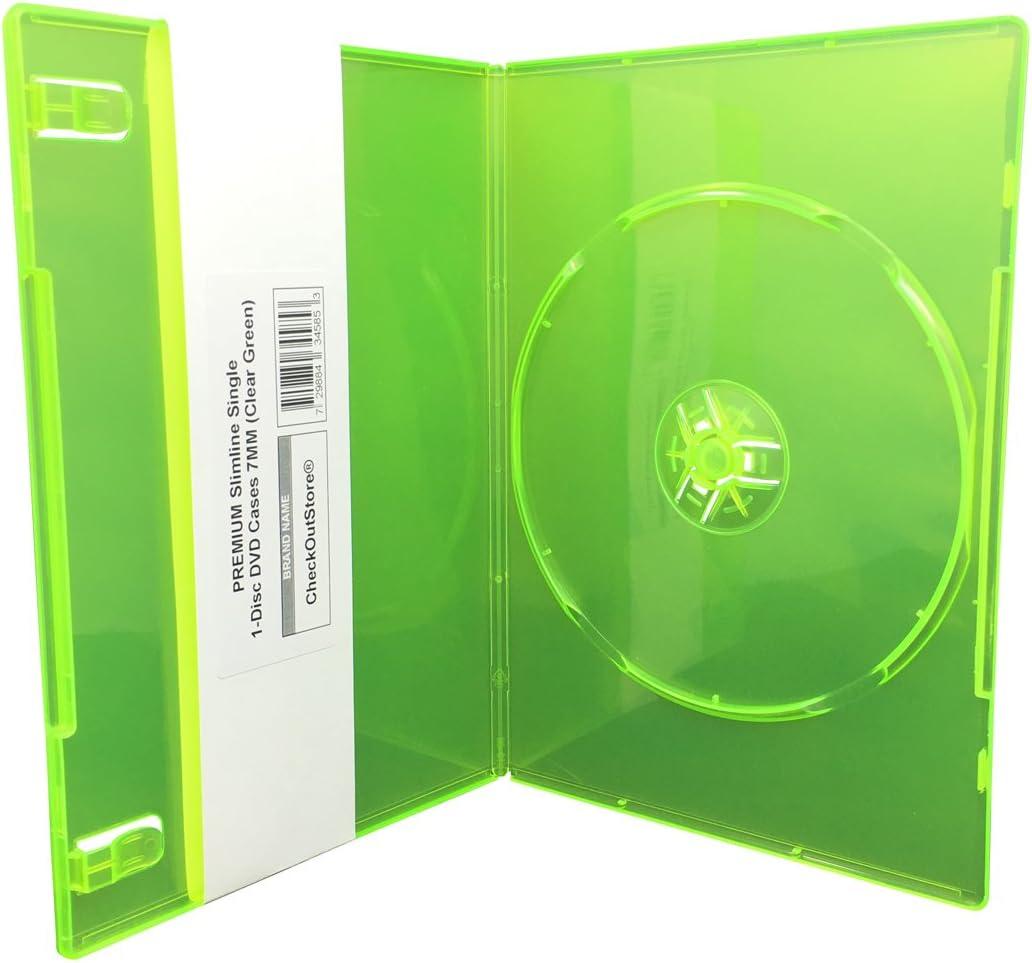 CheckOutStore (20) Premium Slimline Single 1-Disc DVD Cases 7mm (Clear Green)