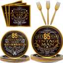 Wiooffen 96 Pcs Vintage 85th Party Tableware Set Back in 1941 85th Theme Birthday Party Table Decoration Supplies Cheers to 85 Years Paper Plate Napkin Fork 24 Guests for Men
