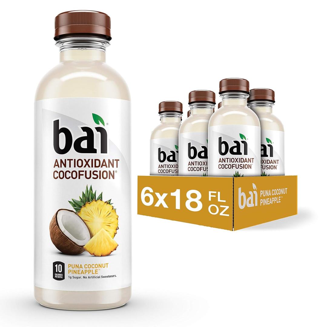 Bai Coconut Flavored Water Puna Coconut Pineapple, Antioxidant Infused, Coconut Pineapple Flavored Water Drink, 18 Fluid Ounce Bottles, 6 Count BBD: MAY 20 2026