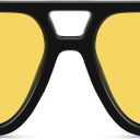 livho Trendy Polarized Square Aviator Sunglasses Women Men Square Eyewear Frame, Retro Sun Glasses for Women Men 2025 Shades (Black/Yellow Tint)