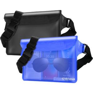 Waterproof Bag for Beach, Sandproof Fanny Packs for Women, Waterproof Pouch for Phone Passport Purse, Floating Dry Bags for Cruise Travel Water Park Boating Fishing Diving Surfing Kayaking Accessories (Blue & Black)