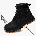 Mens work boots Composite Toe Boots for Men Genuine Leather Rubber Sole No Slip Waterproof Shoes Industrial & Construction Safety boots, added gloves