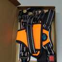 PHOEPET No Pull Dog Harness Medium Reflective Front Clip Vest with Handle,Adjustable 2 Metal Rings 3 Buckles,[Easy to Put on & Take Off](M, Orange)