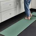 Waterproof and Washable Outside Door Mats,Rubber Mats,Thick PU Kitchen mat, Anti-Slip Water Washing Leather mat-Green Set of 2