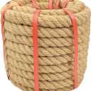 1 Inch x 50 Ft Hemp Rope, 900 Lbs Working Strength, 4 Strand Twisted Cord for Tug of War, Porch Swings, Landscaping & Decor