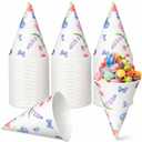 Honeydak 200 Pcs 6 oz Summer Snow Cone Cups, Butterfly Wildflower Disposable Watercolor Plant Shave Ice Cream Cups for Slush Shaved Ice Cream Sorbet for Spring Party Treats, about 4.72 x 3.35 inches, 6 oz