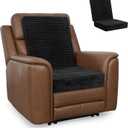 HIGOGOGO Corduroy Recliner Chair Cushion with Lumbar Support Pillow Soft Non-Slip 4" Thick Seat Pad Prevent Buttocks & Back Pain in Seniors (Black, 21" Backrest)