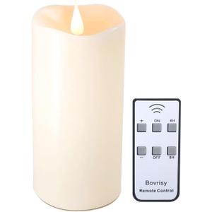 Battery Operated Flameless Candles with Remote Control Timer Flickering LED Candles with 3D Moving Flame Real Wax Fake 3"x 5" Ivory Realistic for Home Wedding, Festival Christmas Party Decoration