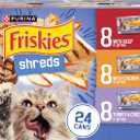 Purina Friskies Gravy Wet Cat Food Variety Pack, Shreds With Beef, With Chicken, and Turkey and Cheese Dinner - (Pack of 24) 5.5 oz. Cans (EXP 09/01/27)