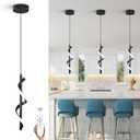 Modern Spiral Led Pendant Light Fixture, Dimmable Minimalist Integrated LED Hanging Lamp, Adjustable Hanging Island Light Fixture for Bedroom Living Room Kitchen Sink, 1 Pack (Black)