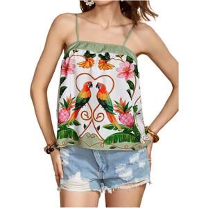 RoseSeek Women's Floral Boho Tank Tops Spaghetti Strap Vacation Summer Tops | Tropical Summer Camisole, Beach Vacation Outfits, Flowy Resort Wear, Going Out Tops, Boho Tops (XL)