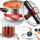 VEVOR Pressure Cooker, 10Qt Pressure Cooker Stainless Steel, Pressures Canner with Steaming Rack, Tempered Glass Lid, Three Pressures Settings for Meat, Beans, Rice, Soup, Sauces, Cook up to 100 kPa