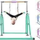 Foldable & Moveable Gymnastics Horizontal Bar with Rings,3to 5Adjustable Height Expandable Junior Kip Bar for Home,Indoor Gym Equipment for Kids