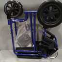 Medline Lightweight Foldable Transport Wheelchair with Handbrakes and 12-Inch Wheels, Blue Frame, Black Upholstery