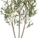 Olive Trees Artificial Indoor, 6FT Tall Faux Olive Tree with White Tall Planter, Artificial Plants with Natural Wood Trunk and Lifelike Fruits for Home Office Decor