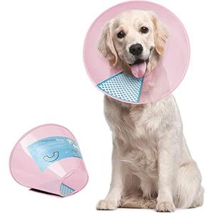 Supet Dog Cone Collar Adjustable After Surgery, Comfortable Pet Recovery Collar & Cone for Large Medium Small Dogs, Elizabethan Dog Neck Collar Plastic Practical XL Pink