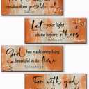 FENCORDAR 4 Pieces Orange Bathroom Decor Bible Verses Decor Wooden Orange Wall Decor Abstract Office Christian Wall Decor Religious Art for Women Office Home Bedroom Living Room Decor(10x4)