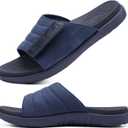 ONCAI Mens Sandals Adjustable Straps Orthotic Plantar Fasciitis Open Toe Athletic Sport Slides with Soft Comfy Arch Support Footbed  (13, Dark Blue)