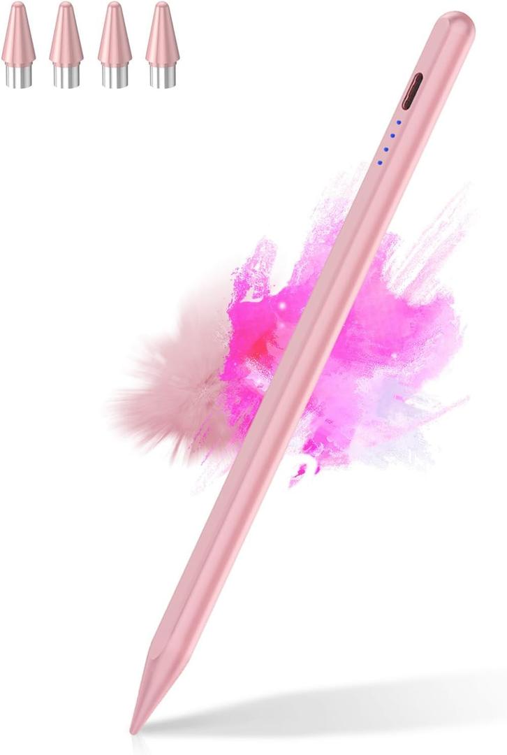 CMARS Active Stylus Pen for Touchscreen, Universal Tablet Pencil for Apple iPad/iPhone/Samsung/Huawei/Xiaomi/Android and More Devices, Rechargeable Digital Pens with Magnetic Function - Pink