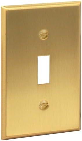 Rio Salto BRASS Signature Collection Brushed Brass Gold Metal Outlet Cover, Decorative Light Switch Cover Plate Wall Plate, Premium, Toggle Flip Switch 1-Gang, 2.75" X 4.50" Standard Size