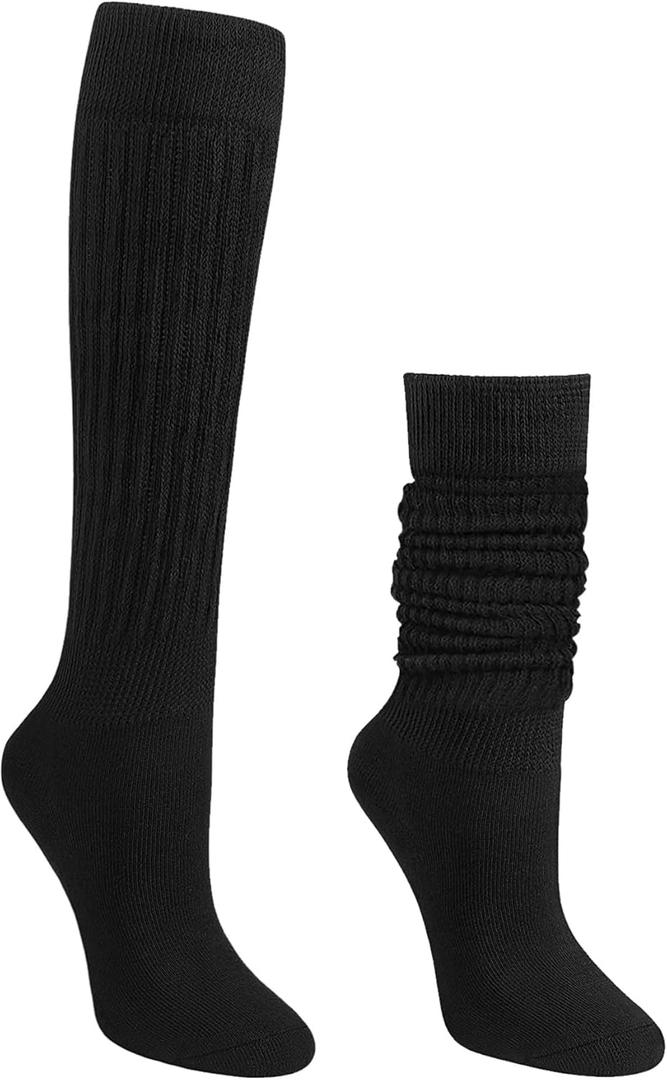 Slouch Socks Women,Long Slouchy Socks for Girls Women Scrunch Knit Boot Sock,Christmas Gifts for Mom Wife Daughter (Black)