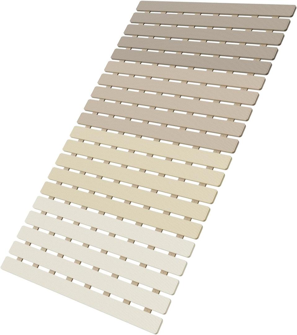 MBOSS Bath Tub Shower Mat Non Slip Bathtub Mats for Bathroom Shower Floor Mat Bath Mats for Shower Tub Anti Slip Shower Mat with Drain Hole and Large Suction Cups (27.5" x 15.7" (Rectangular), 4-Color Gradient Beige)