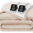 Westinghouse Electric Heated Blanket - Queen Size, Soft Flannel to Sherpa, 10 Heating Levels, 12 Hour Auto Off, Machine Washable, 84x90 Inch, Beige