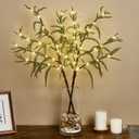 Waipfaru 2Pcs 32IN Lighted Branches for Vases, Norfolk Pine Branches Lighted Branches with Timer 60 LED, Artificial Prelit Branches for Home Indoor Party Christmas Decoration (2ft 8in)