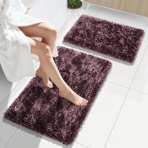 Yimobra Bathroom Rug Set 2 Piece, Luxury Shaggy Bath Mat Set with Non Slip Backing, Ultra Soft & Absorbent Mats for Bathroom Floor, Machine Washable, 31.5"x20"+24"x17", Dark Purple Yimobra Bathroom Rug Set 2 Piece, Luxury Shaggy Bath Mat Set with Non Slip Backing, Ultra Soft & Absorbent Mats for Bathroom Floor, Machine Washable, 31.5"x20"+24"x17", Dark Purple