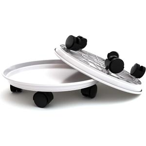 Plant Caddy with Wheels 15.5 Inch, 2 Pack Heavy Duty Plant Dolly Tray, Round Planter Caddies for Indoor & Outdoor Use, White