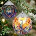 Stained Glass Ornaments - Phoenix Christmas Ornaments - Christmas Decorations for Tree - Holiday Present Ideas - Gift Exchange (Phoenix Spreading Wings)