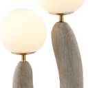 JONATHAN Y 18" Gray Wood Finish 2-Light Mid-Century Scandinavian Resin Cactus LED Table Lamp, Brass Iron Accents, Frosted Glass Globe Shades, LED Bulbs Included JYL4064A